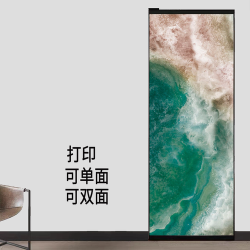 艺术油画幽灵门厨房卫生间门阳台铝合金无轨推拉隐形轨道平移门
