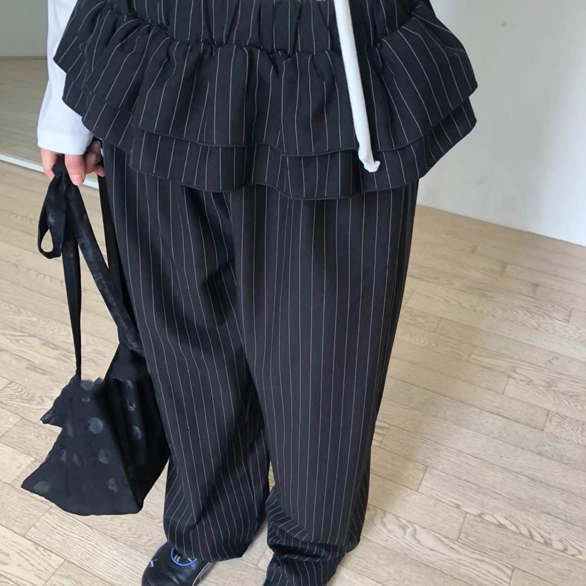 小众设计假两件西装宽松休闲裤