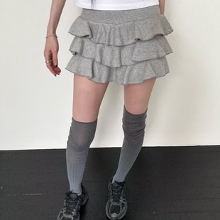 百搭短款 韩国小众设计防走光裙裤 松紧腰蛋糕短裙 type Exclusive