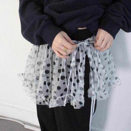 不规则系带叠穿半身蓬蓬裙