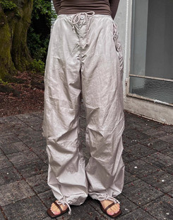 休闲长款 韩国小众设计光泽感降落伞抽绳宽松工装 type Exclusive