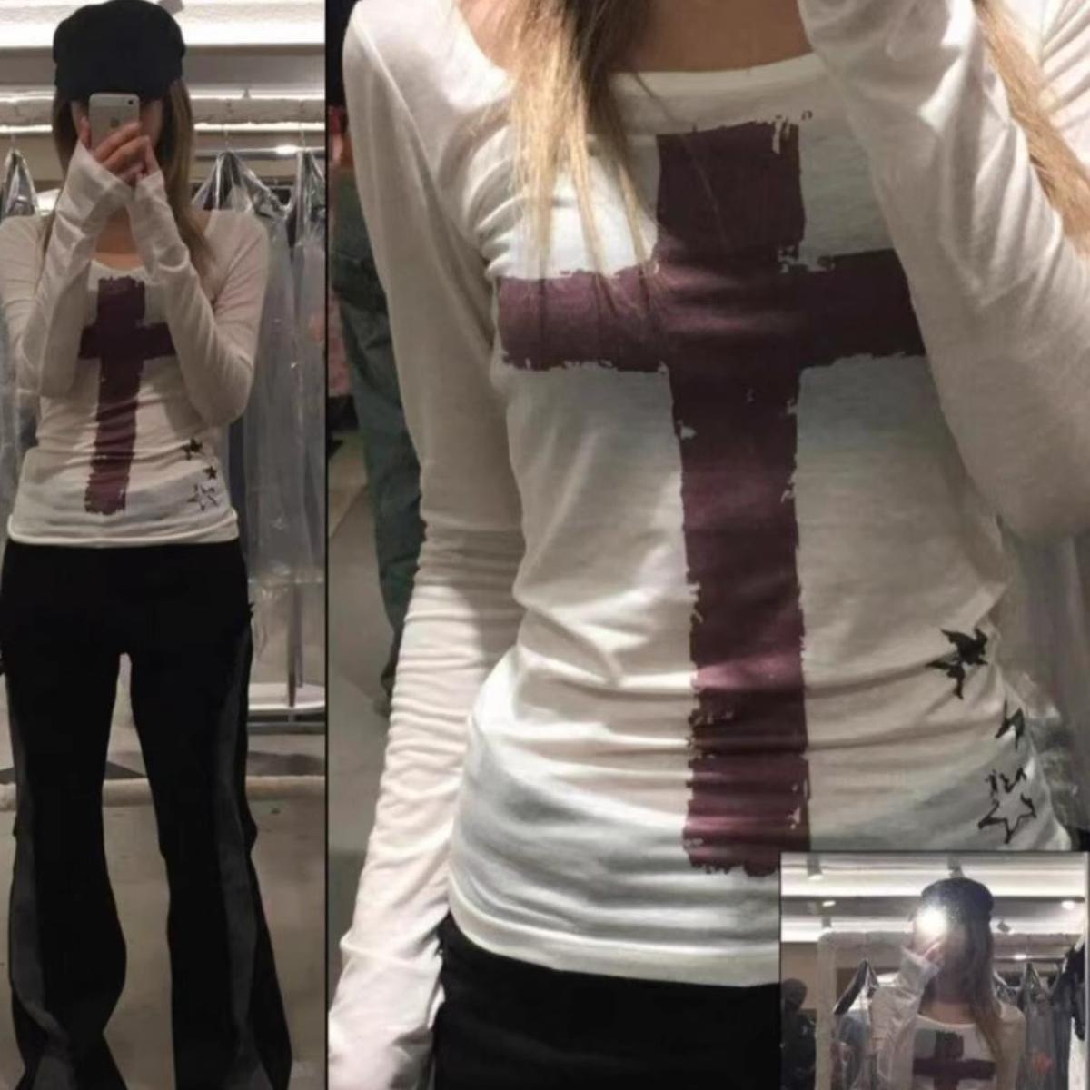 修身显瘦圆领打底长袖T恤上衣