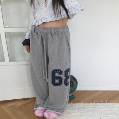 Exclusive type韩国小众复古星星68数字松弛感百搭宽松卫裤休闲裤