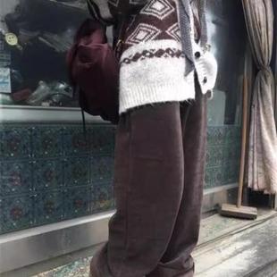 腿拼接保暖坑条松紧腰直筒长裤 Exclusive 保暖毛毛裤 24冬季 type