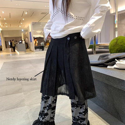 一片式绑带纽扣调节围裙半身裙