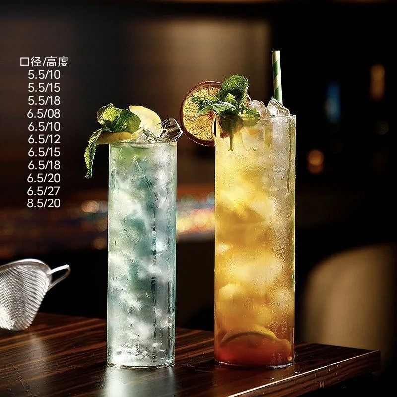 ins耐热玻璃薄底长饮杯柯林牛奶直身杯绿茶双层观山开水杯直筒杯,餐饮具,玻璃杯,淘宝优惠券,粉丝福利购,淘宝优惠卷