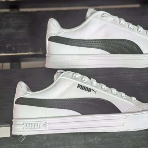 彪马PUMA 低帮白黑经典男女帆布板鞋低帮系带休闲鞋385554-01