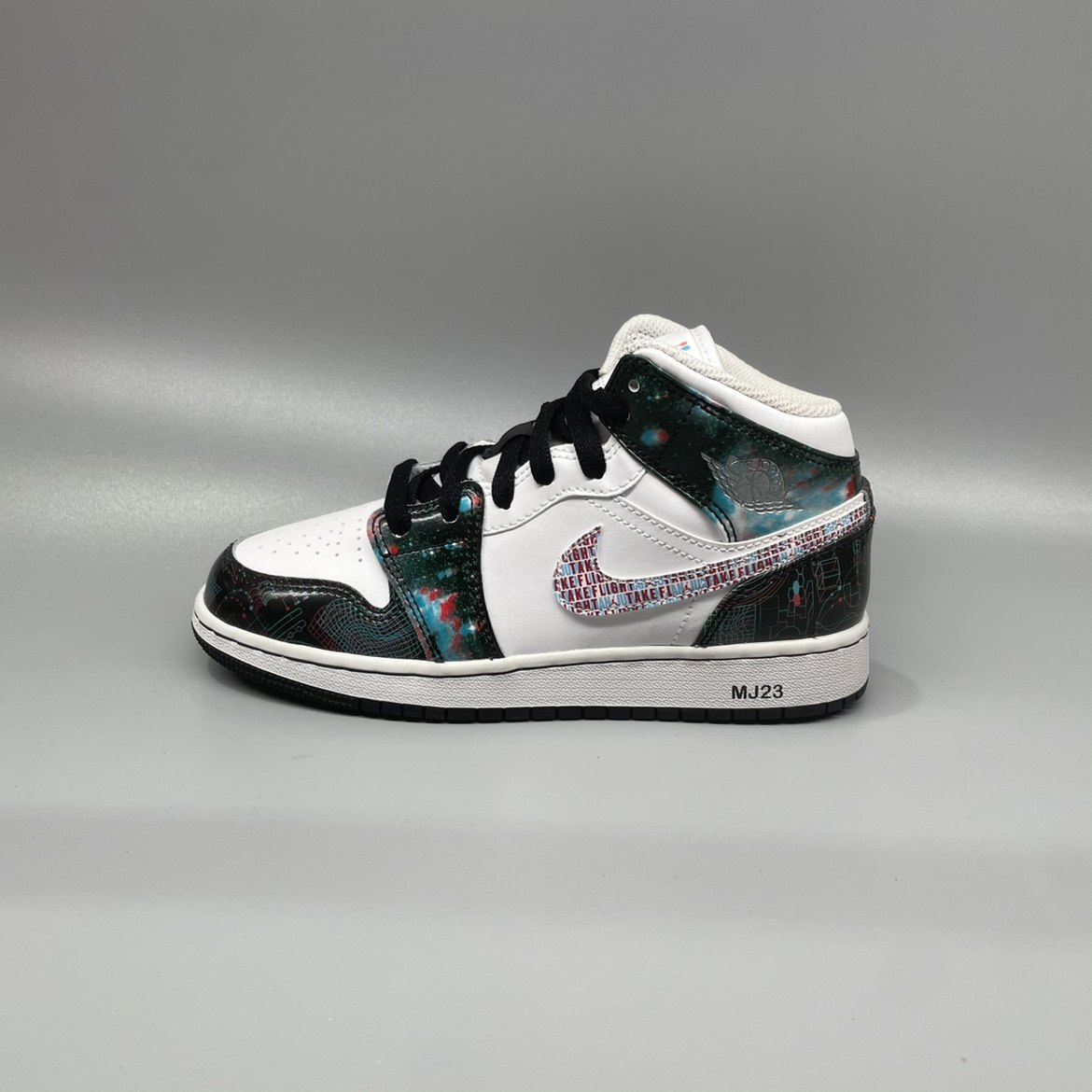 Air Jordan 1 Mid GS AJ1裸眼3D白红蓝女子中帮篮球鞋 BQ6931-114
