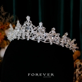 仙气闪钻简约水晶新娘皇冠头饰婚纱结婚手工饰品儿童演出生日发饰