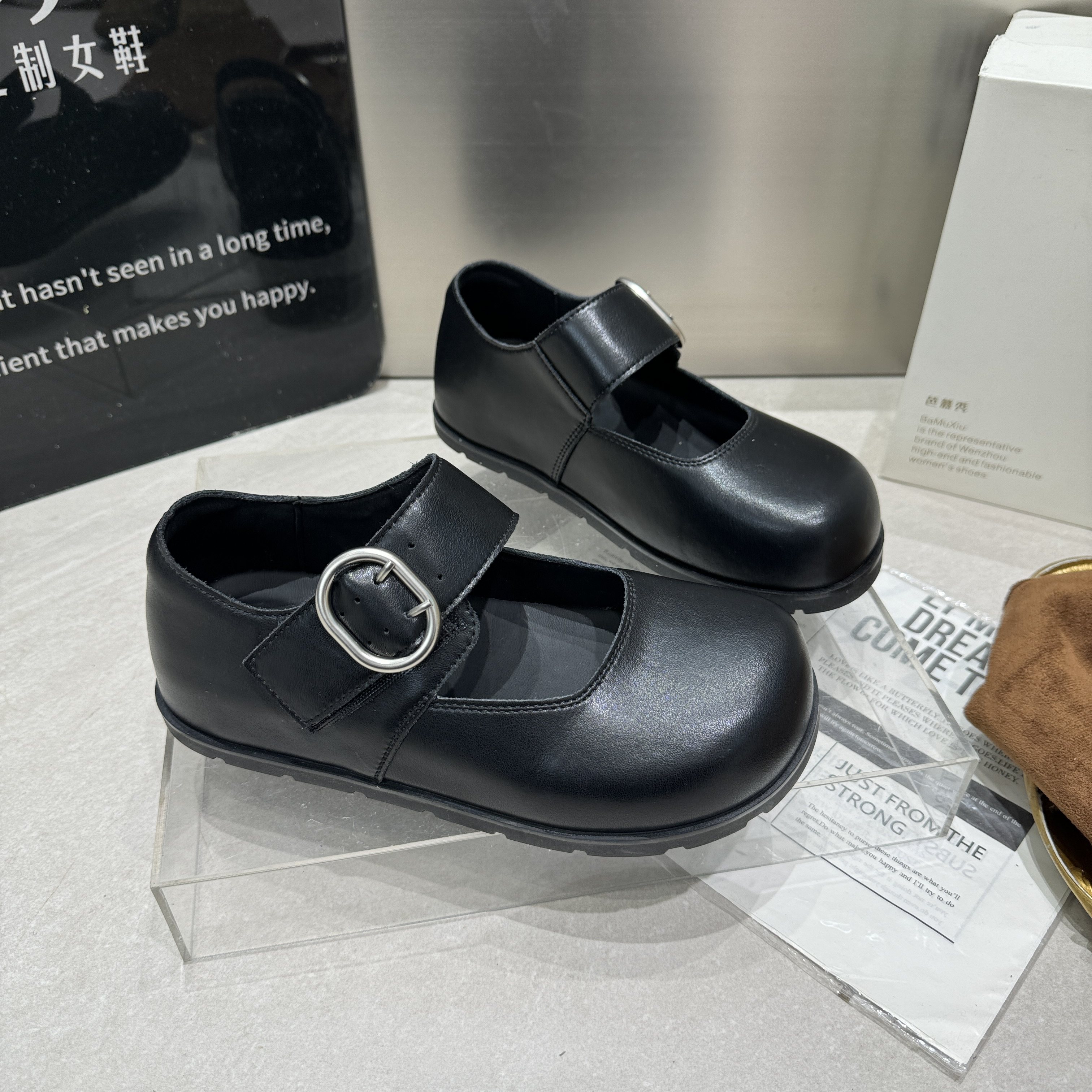 芭慕秀2026春季新款纯皮真皮娃娃头平底平跟百搭休闲女鞋乐福鞋,女鞋,浅口单鞋,淘宝优惠券,粉丝福利购,淘宝优惠卷