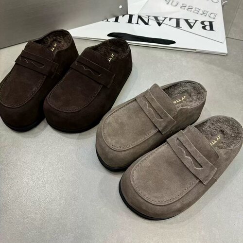 TTYY2026冬季新款磨砂真皮羊羔毛毛平底内增高女鞋百搭休闲勃肯鞋
