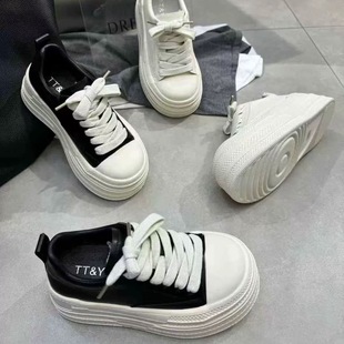 新款 面包鞋 真皮厚底增高小白鞋 爆款 女 女百搭休闲运动板鞋 2026春季