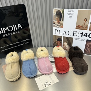 女 磨砂真皮厚底内增高羊羔毛毛加绒保暖雪地靴勃肯鞋 2025冬季 新款