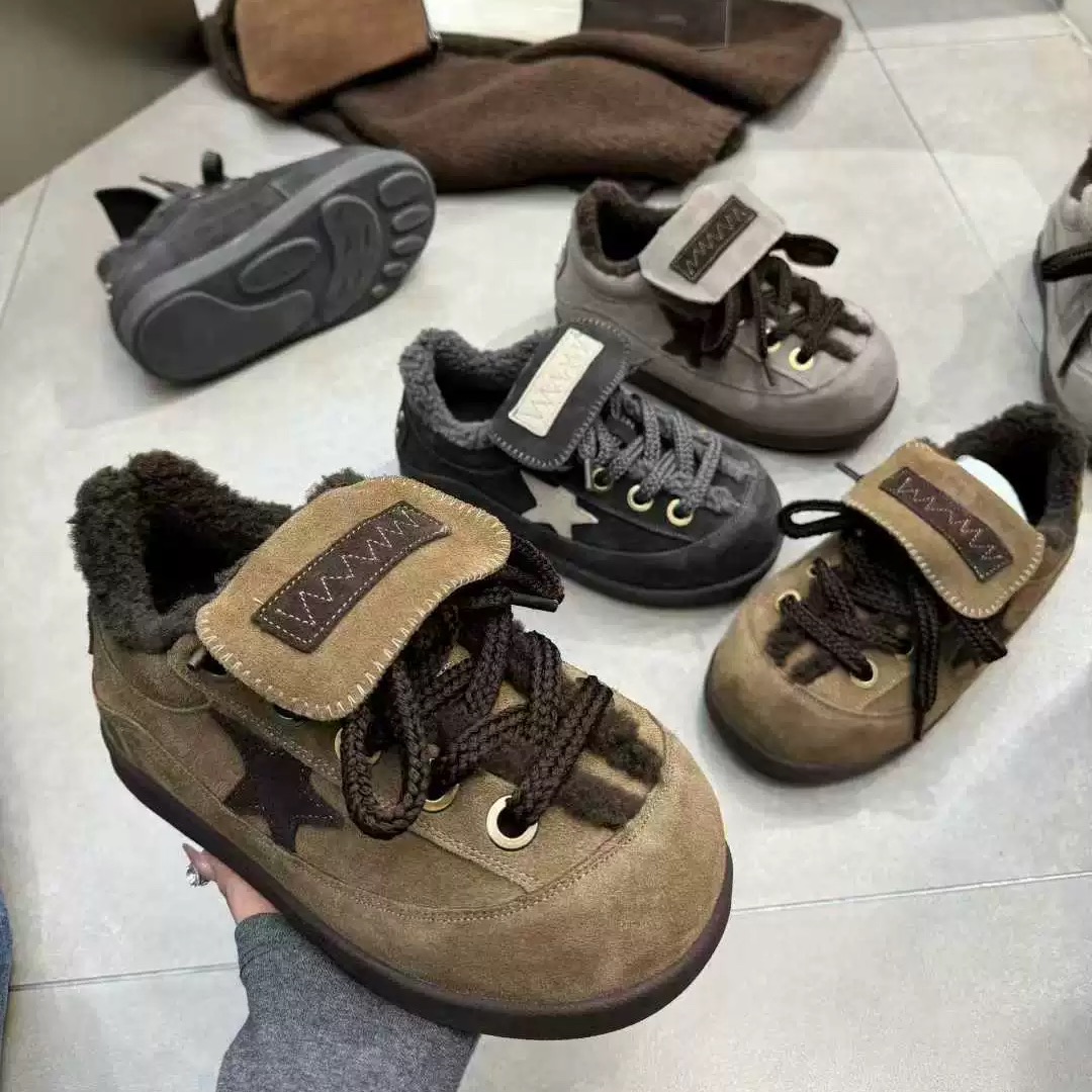 TTYY2025冬季新款平底内增高羊羔毛加绒保暖雪地靴女鞋休闲鞋短靴