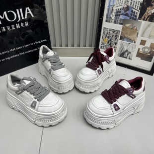 新款 做旧脏脏鞋 真皮厚底增高小白鞋 女鞋 女百搭休闲爆款 2026春季