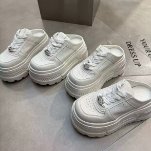 新款 板鞋 真皮纯皮厚底松糕小个子增高小白鞋 单鞋 女鞋 TTYY2026春季