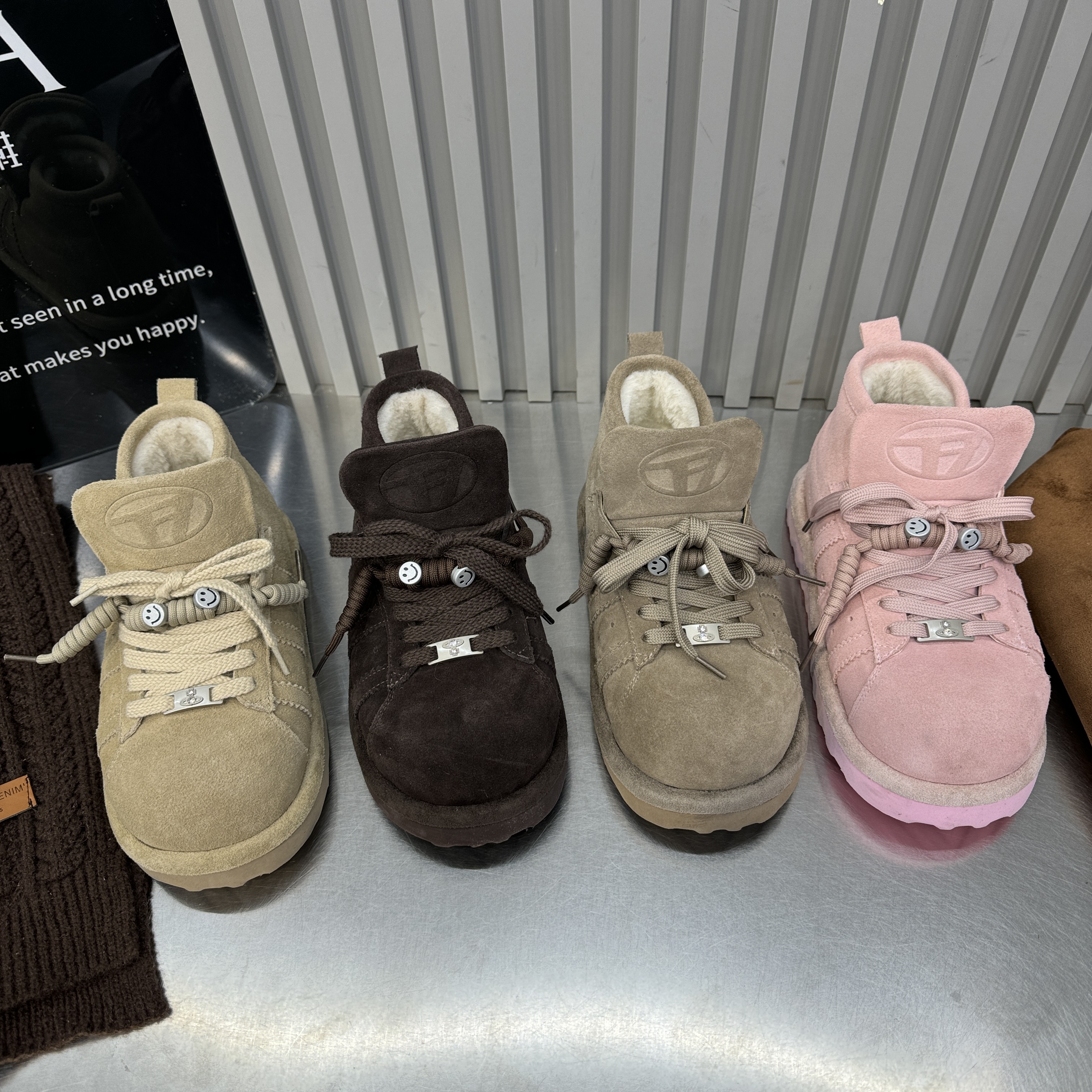 2025冬季新款磨砂真皮厚底内增高羊羔毛毛鞋加绒保暖勃肯鞋女潮鞋