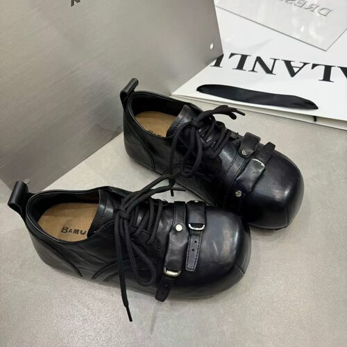 芭慕秀2026秋季新款真皮磨砂皮厚底内增高休闲女鞋勃肯单鞋德比鞋