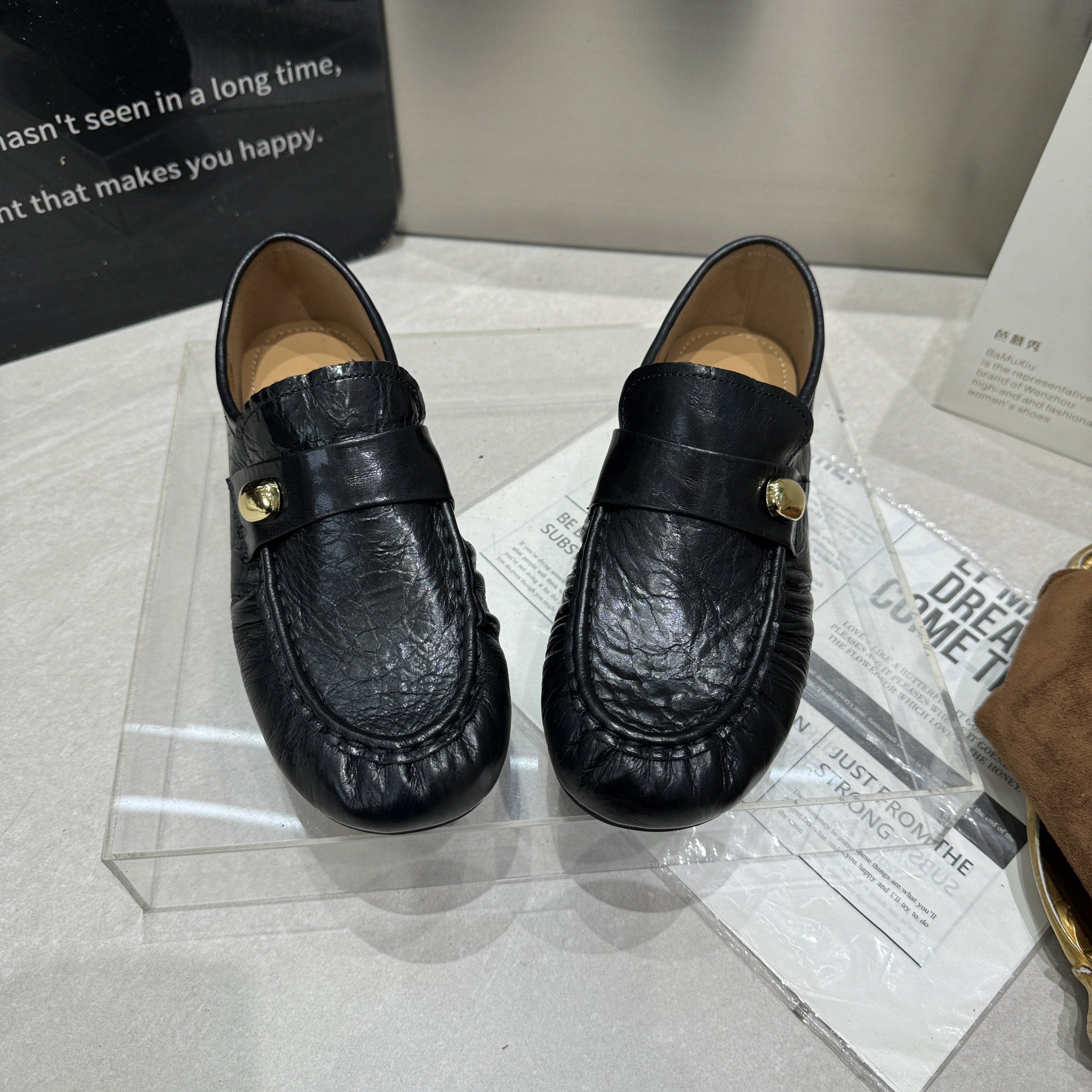 芭慕秀2026春季新款真皮纯皮平底百搭休闲女鞋乐福鞋皮鞋豆豆鞋,女鞋,乐福鞋（豆豆鞋）,淘宝优惠券,粉丝福利购,淘宝优惠卷