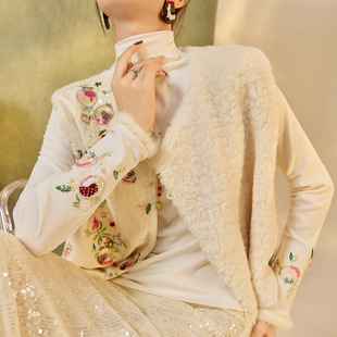 高端新中式割绒拼接毛毛设计马甲冬季2025新款高级气质马夹背心女