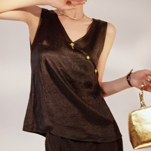 新中式 轻国风内搭纯色醋酸背心吊带简约轻奢气质上衣