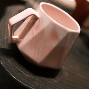 【奶油粉】设计感陶瓷杯粉色渐变马克杯小众高颜值咖啡杯少女水杯