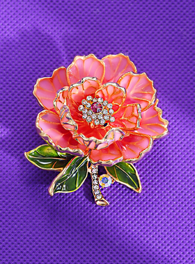 国风牡丹花胸针女精致高级感服装别针胸花旗袍汉服配饰品领针批发