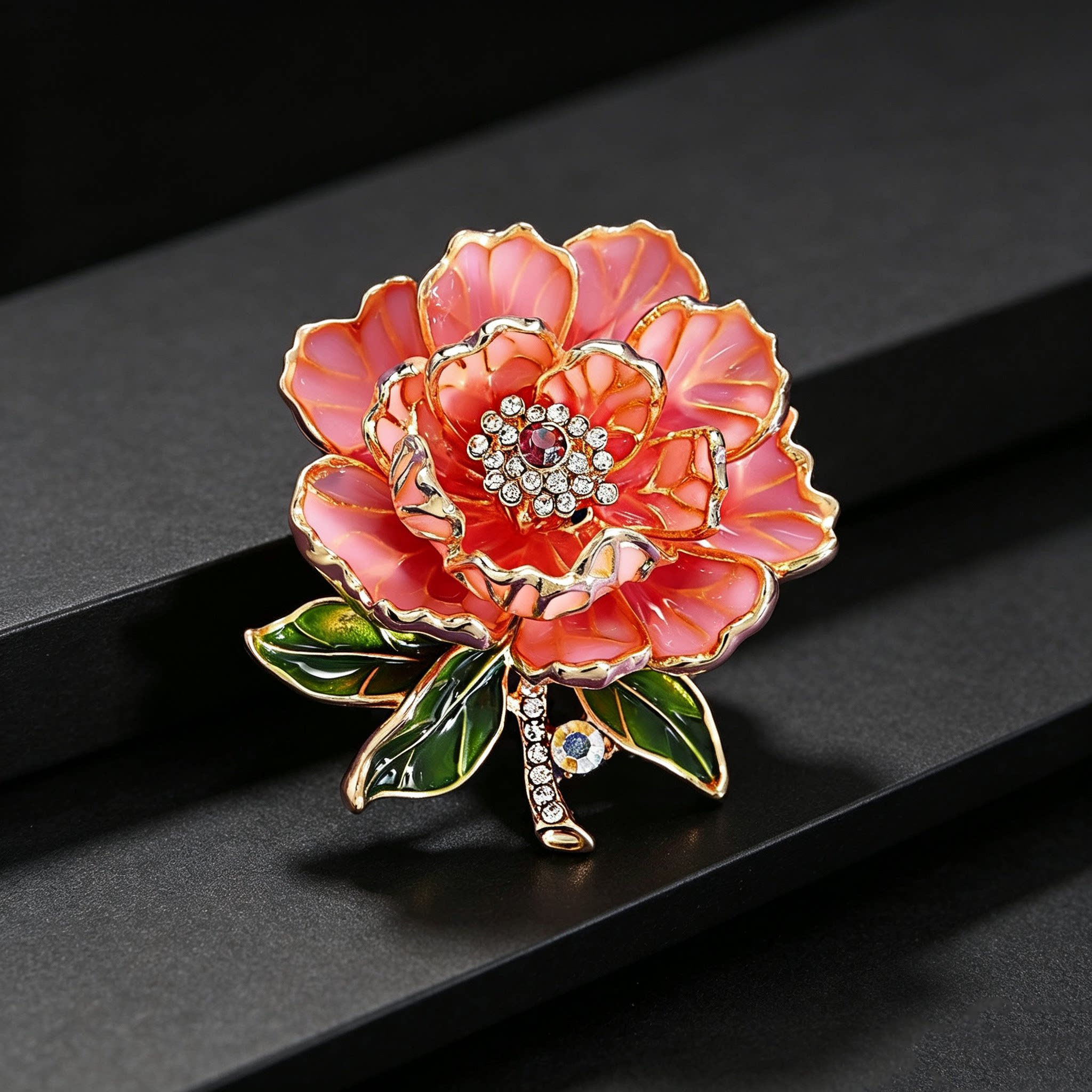 国风牡丹花胸针女精致高级感服装别针胸花旗袍汉服配饰品领针批发
