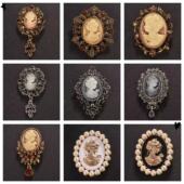 复古宫廷胸针女胸花女防走光欧美时尚 美人头像风衣徽章别针领针扣