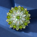 欧美跨境时尚 胸花 创意绿色水晶玻璃花朵胸针气质优雅高档奢华西装
