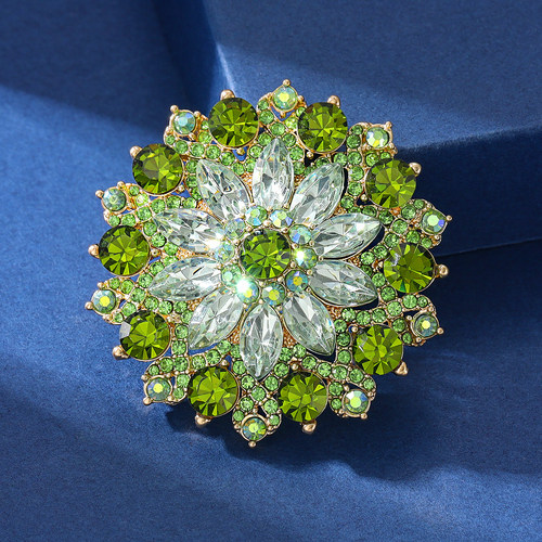 欧美跨境时尚创意绿色水晶胸针
