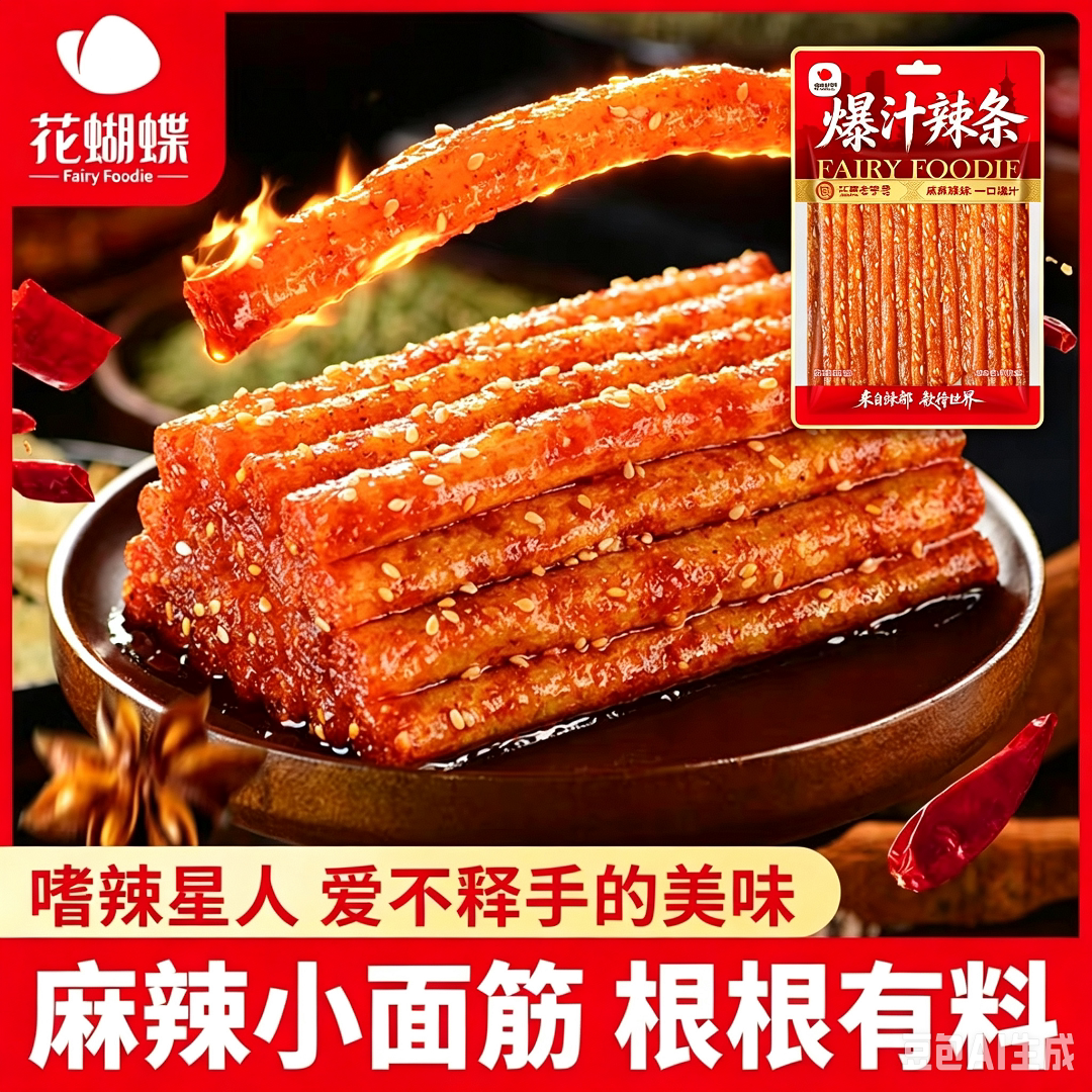 萍乡辣条花蝴蝶麻辣小面筋100g江西特产童年儿时怀旧解馋零食辣都