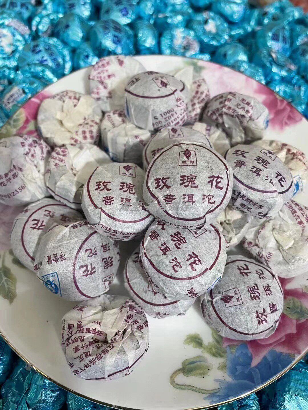 玫瑰花普洱小沱茶熟茶普尔茶饼云南特产勐海域邦正品布袋散装500g
