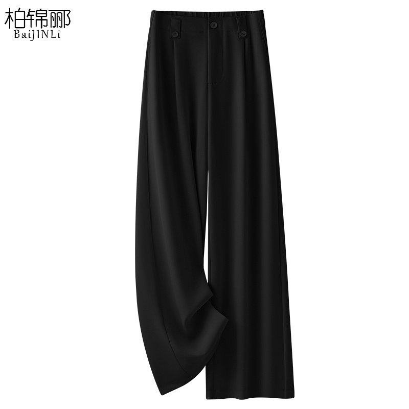 黑色西装阔腿裤女2025新款夏季高级感垂感气质休闲宽松直筒裤夏天