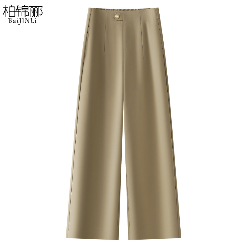卡其色垂感西装裤子女2025新款爆款春季九分休闲直筒裤宽松阔腿裤