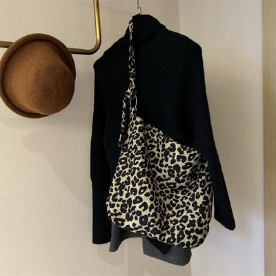chao能装！大容量豹纹单肩斜挎包2025新款松弛感ins小众设计女包
