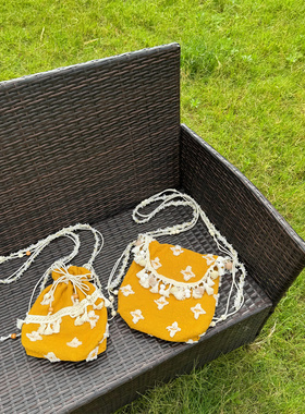 去有风的地方 度假出游波西米亚手机包单肩斜挎包黄色流苏小布包