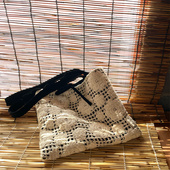 现货发 宅女同款 重工丝绒手工钩花两面手提包百搭ins单肩包