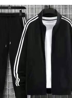服装条纹运动服男女休闲运动套装