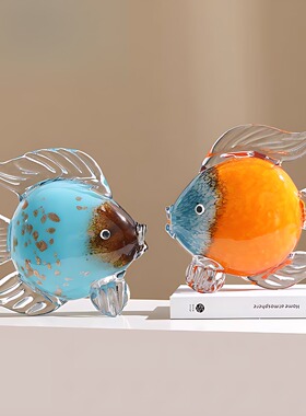 琉璃鱼摆件轻奢家居装饰品