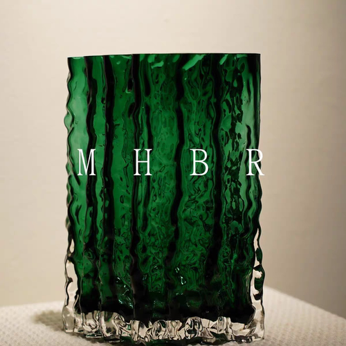 轻奢冰川原色玻璃花瓶大口径