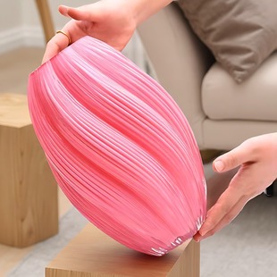 粉色麦芽糖玻璃花瓶客厅桌面透明水养鲜花插花轻奢高级感花器摆件