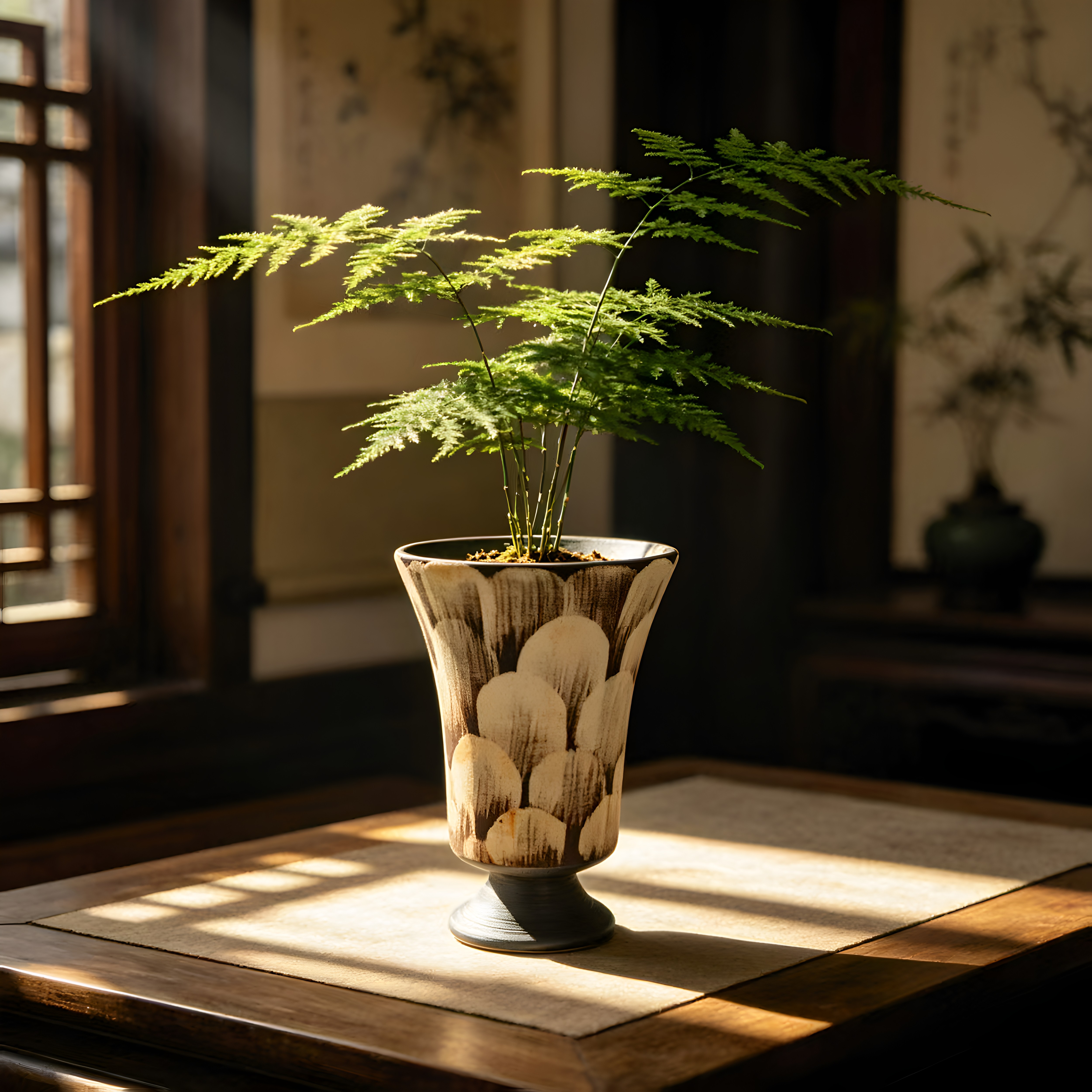景德镇高级感陶瓷花盆侘寂风桌面