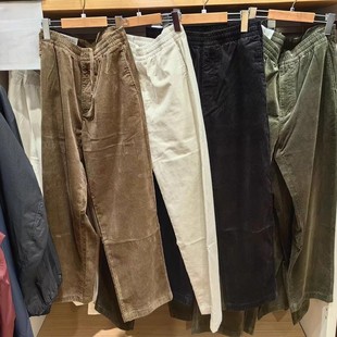 日系男装女装灯芯绒工装裤松紧腰直筒休闲裤裤子秋冬新款479822