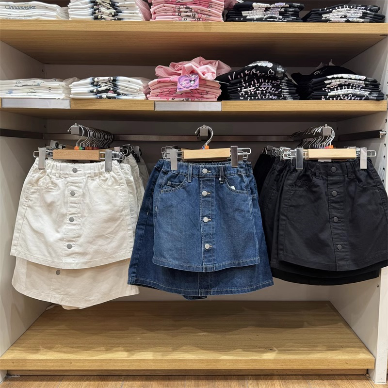 日单夏季童装女童迷你裙裤水洗牛仔松紧腰棉质半身裙470711