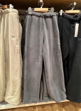 男装女装摇粒绒长裤休闲宽松保暖直筒裤可束脚裤子秋冬新款483979