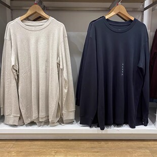日系男装女装柔软圆领T恤休闲长袖上衣棉质舒适打底衫秋冬479783