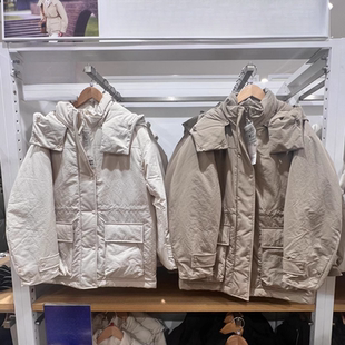 日系冬季女高性能复合大衣羽绒服连帽智暖衣小个子保暖外套469899