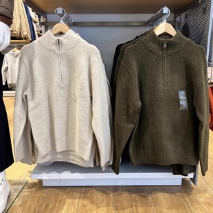 长袖 半拉链针织衫 舒芙蕾半高领套头毛衣460948 女装 日单男装