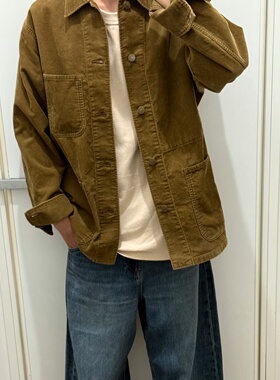 日系男装女装灯芯绒茄克外套休闲宽松复古工装夹克秋冬新款478249